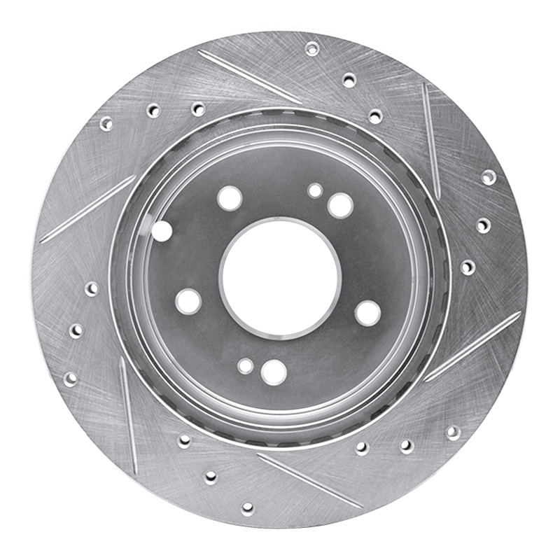 Mitsubishi Galant Brake Rotor (1) - Rear Left - R1 Concepts - Drilled & Slotted - Silver - `06-`12